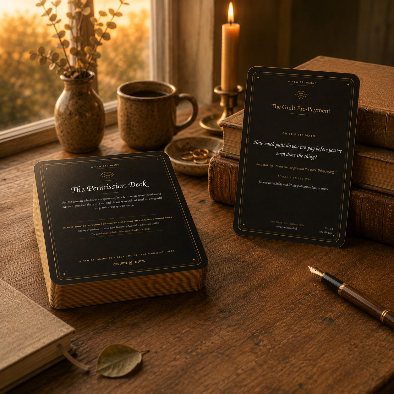 The Permission Deck — a black and gold question card deck by A New Becoming